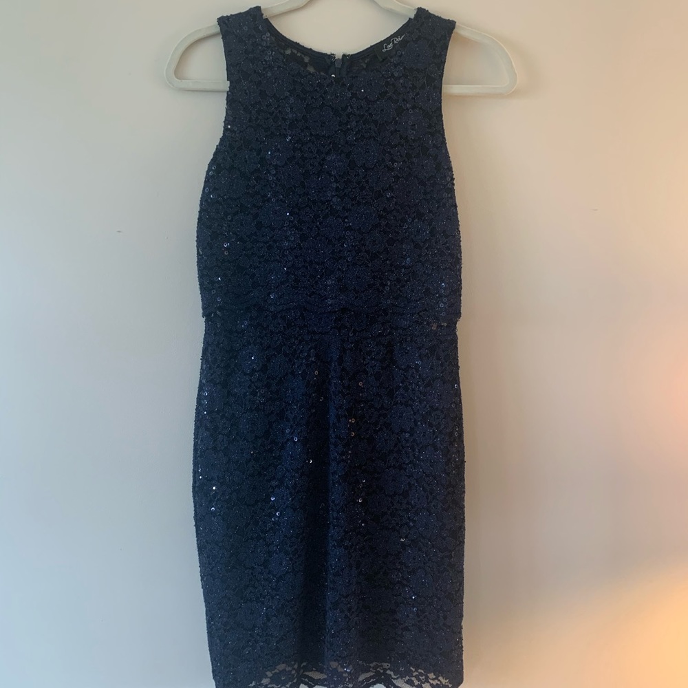 Navy Sequined Mini Dress